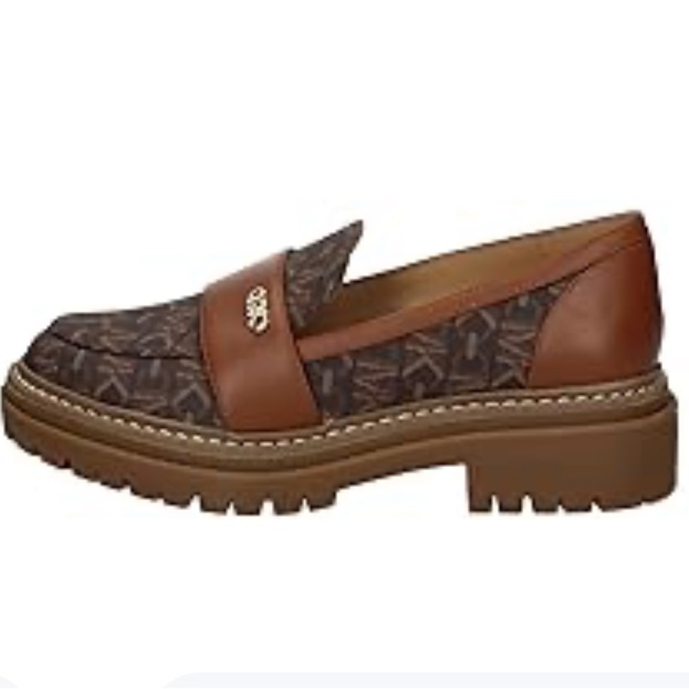 Michael Kors Brown Monogram Lug Sole Loafers - Picture 2 of 6